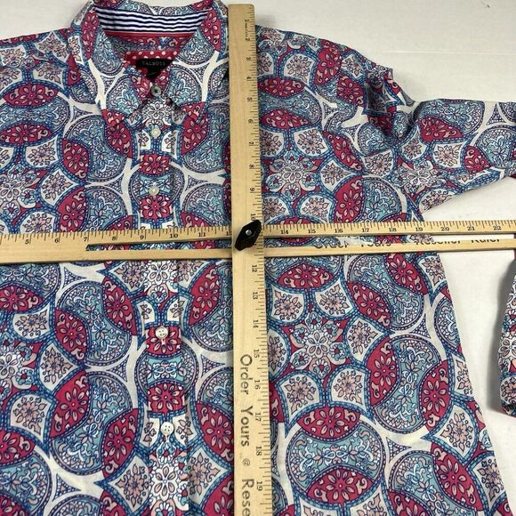 Talbots Cotton Button Shirt Medallion Print Long Sleeve Breathable Top MEDIUM - Picture 7 of 10